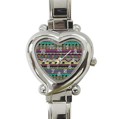 Aztec Design Heart Italian Charm Watch
