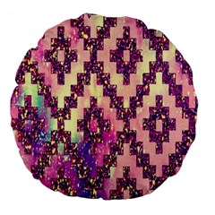 Cute Glitter Aztec Design Large 18  Premium Flano Round Cushions