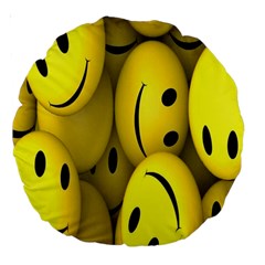 Emoji, Colour, Faces, Smile, Wallpaper Large 18  Premium Round Cushions