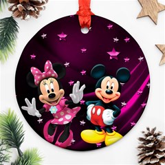 Cartoons, Disney, Mickey Mouse, Minnie Round Ornament (two Sides)