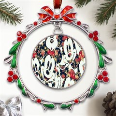 Mickey Mouse, Cartoon, Cartoon Character Metal X mas Wreath Ribbon Ornament