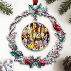 The Simpsons, Cartoon, Crazy, Dope Metal X mas Wreath Holly Leaf Ornament