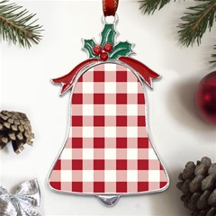 Gingham - 4096x4096px - 300dpi14 Metal Holly Leaf Bell Ornament