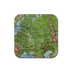 Map Earth World Russia Europe Rubber Coaster (square)