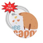 Capybara T- Shirt Bee Cappy - A Cute Capybara And A Bee Illustration T- Shirt Yoga Reflexion Pose T- Shirtyoga Reflexion Pose T- Shirt 2.25  Buttons (10 pack)  Front
