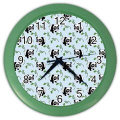 Animal Panda Bamboo Seamless Pattern Color Wall Clock