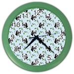 Animal Panda Bamboo Seamless Pattern Color Wall Clock Front