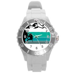 Boulder T- Shirt Climbing Bouldering Fun Mountaineering T- Shirt Round Plastic Sport Watch (l)
