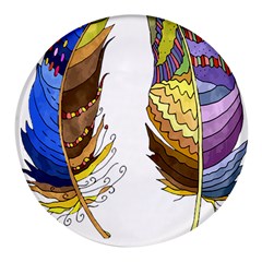 Feathers Design T- Shirtfeathers T- Shirt Round Glass Fridge Magnet (4 Pack)