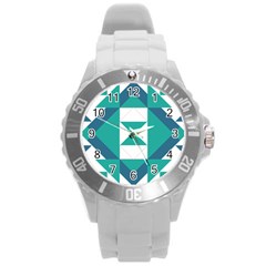 Abstract Pattern T- Shirt Hourglass Pattern Round Plastic Sport Watch (l)