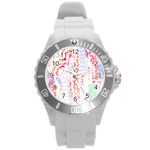 Abstractart T- Shirt Abstract Forest In Pink T- Shirt Round Plastic Sport Watch (L) Front