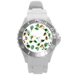 Boho Leaf Pattern T- Shirt Boho Leaf Pattern T- Shirt Round Plastic Sport Watch (L) Front