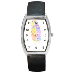 Feathers Design T- Shirtfeathers T- Shirt (3) Barrel Style Metal Watch