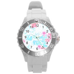 Hawaii T- Shirt Hawaii Diana Flower Pattern T- Shirt Round Plastic Sport Watch (l)