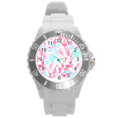 Hawaii T- Shirt Hawaii Glumiflorales Pattern T- Shirt Round Plastic Sport Watch (l)