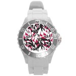Hawaii T- Shirt Hawaii Hummingbird Trend T- Shirt Round Plastic Sport Watch (L) Front