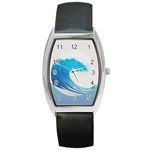 Wave Tsunami Tidal Wave Ocean Sea Water Barrel Style Metal Watch Front