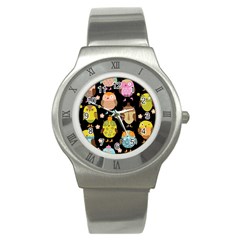 Cute Owls Pattern Stainless Steel Watch