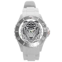 Tiger Head Round Plastic Sport Watch (l)