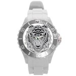 Tiger Head Round Plastic Sport Watch (L) Front