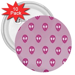 Alien Pattern Pink 3  Buttons (10 Pack) 