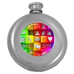 Colorful 3d Social Media Round Hip Flask (5 oz) Front