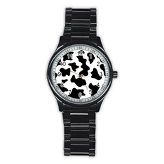 Animal-print-black-and-white-black Stainless Steel Round Watch