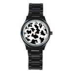 Animal-print-black-and-white-black Stainless Steel Round Watch Front