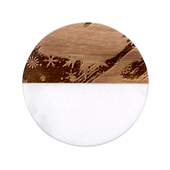 Christmas-snowflake-background Classic Marble Wood Coaster (round)  by Grandong