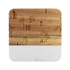 Christmas-new-year-seamless-pattern Marble Wood Coaster (square) by Grandong