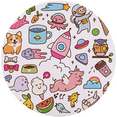 Set-kawaii-doodles -- Uv Print Round Tile Coaster by Grandong