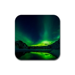 Iceland Aurora Borealis Rubber Square Coaster (4 Pack) by Grandong