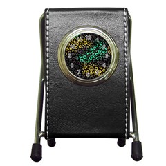 Abstract Geometric Seamless Pattern With Animal Print Pen Holder Desk Clock