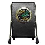 Abstract Geometric Seamless Pattern With Animal Print Pen Holder Desk Clock Front