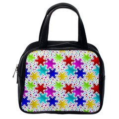 Snowflake Pattern Repeated Classic Handbag (one Side) by Amaryn4rt