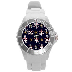 Sea-stars-pattern-sea-texture Round Plastic Sport Watch (l)