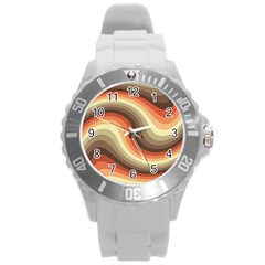 Twirl Swirl Waves Pattern Round Plastic Sport Watch (l)