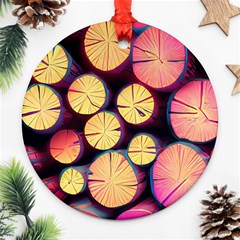 Wood Firewood Wooden Ornament (round)