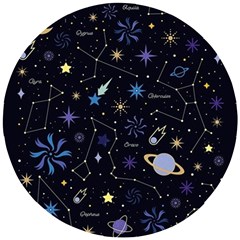 Starry Night  Space Constellations  Stars  Galaxy  Universe Graphic  Illustration Wooden Puzzle Round by Pakjumat