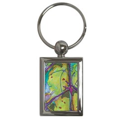 Green Peace Sign Psychedelic Trippy Key Chain (rectangle) by Modalart