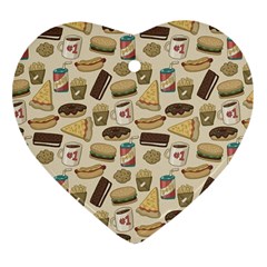 Junk Food Hipster Pattern Heart Ornament (two Sides) by Sarkoni