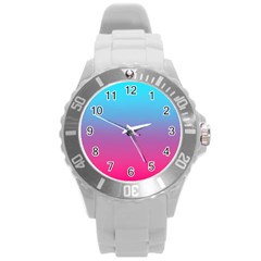 Blue Pink Purple Round Plastic Sport Watch (l)