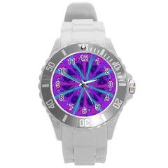 Wallpaper Tie Dye Pattern Round Plastic Sport Watch (l)