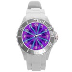 Wallpaper Tie Dye Pattern Round Plastic Sport Watch (L) Front