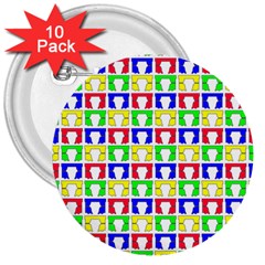 Colorful Seamless Pattern 3  Buttons (10 Pack) 