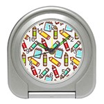 Seamless Pixel Art Pattern Travel Alarm Clock Front