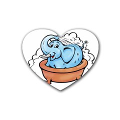 Elephant Bad Shower Rubber Heart Coaster (4 Pack) by Amaryn4rt