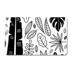Leaves Plants Doodle Drawing Magnet (rectangular)