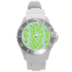 Background Leaves Branch Seamless Round Plastic Sport Watch (l)
