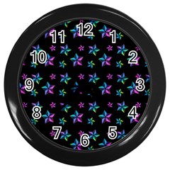 Stars Pattern Art Design Wallpaper Wall Clock (black)